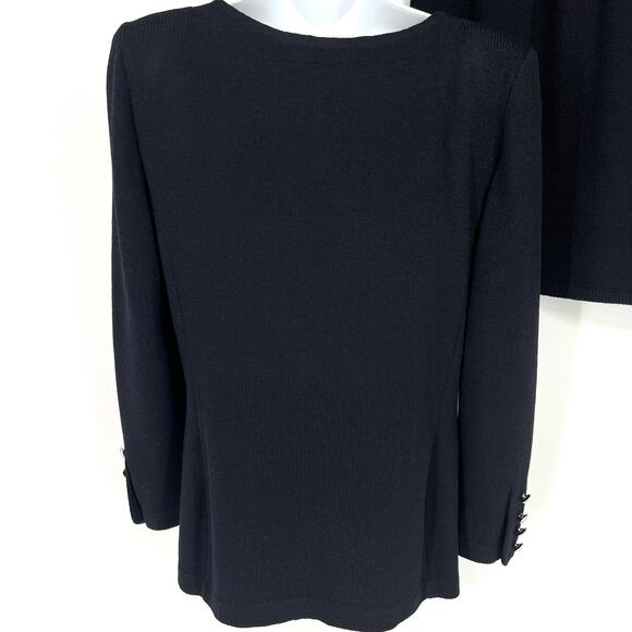 St. John Evening by Marie Gray Black Knit Jacket and Skirt Rhinestone Buttons 8 - Picture 4 of 11